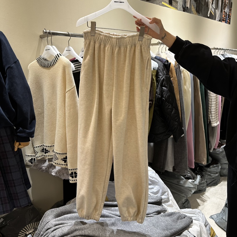 MOREMORE東大門㊣實拍女士新款職業人氣25秋冬休閑褲加絨抓絨more more休閑褲圖色1