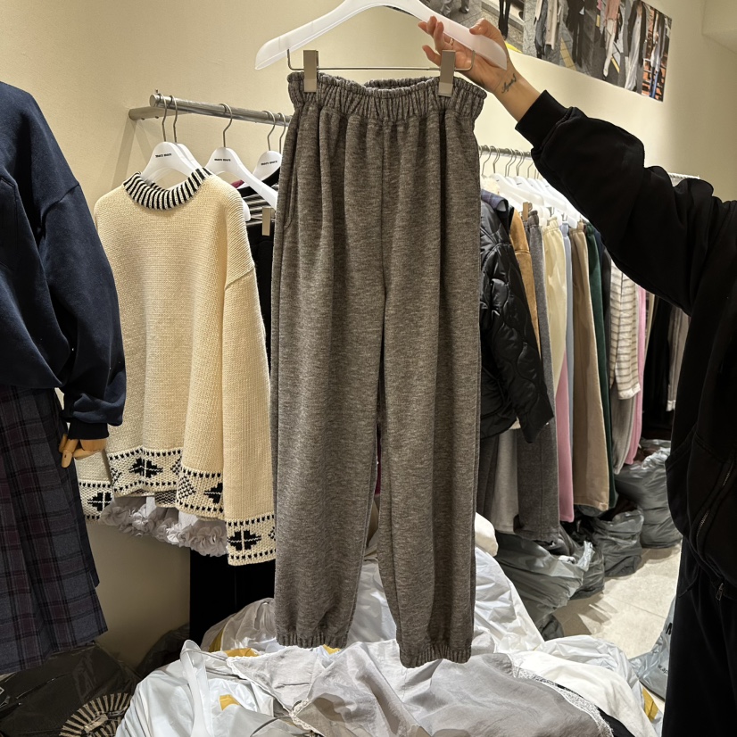 MOREMORE東大門㊣實拍女士新款職業人氣25秋冬休閑褲加絨抓絨more more休閑褲圖色3