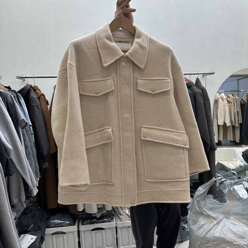 HUMMING BIRD東大門㊣直郵女士新品人氣25秋冬短款大衣口袋HUMMING BIRD短款大衣圖色1