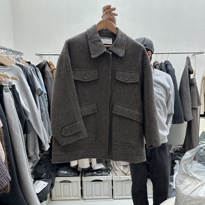 HUMMING BIRD東大門㊣直郵女士新品人氣25秋冬短款大衣口袋HUMMING BIRD短款大衣圖色2