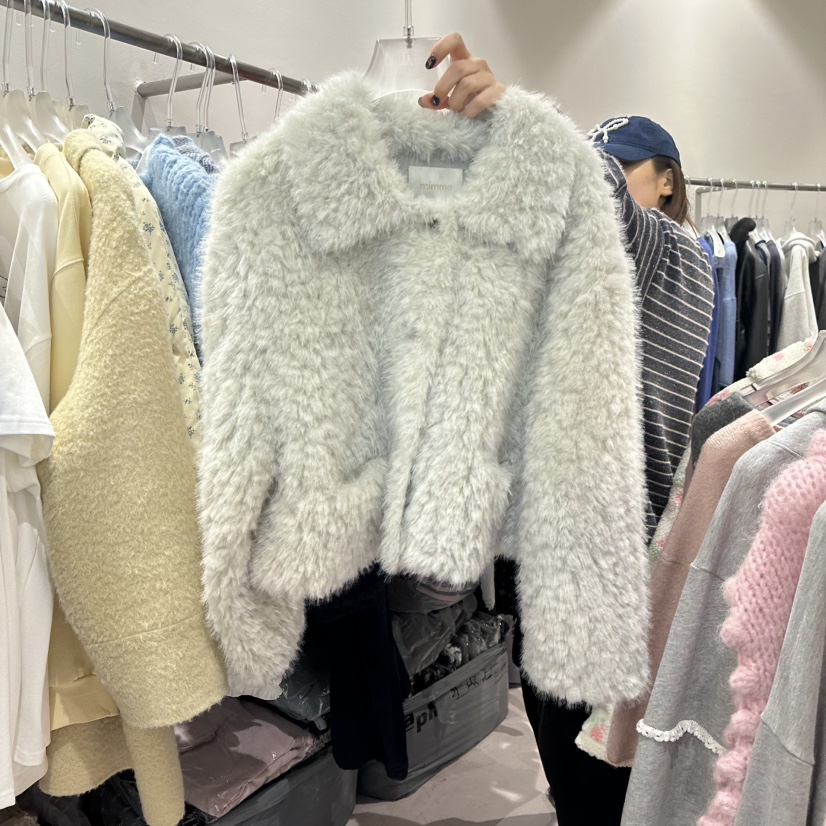 MIMME韓國代購㊣女士新款熱賣推薦職業25秋冬休閑短款大衣皮草MIMME短款大衣圖色3