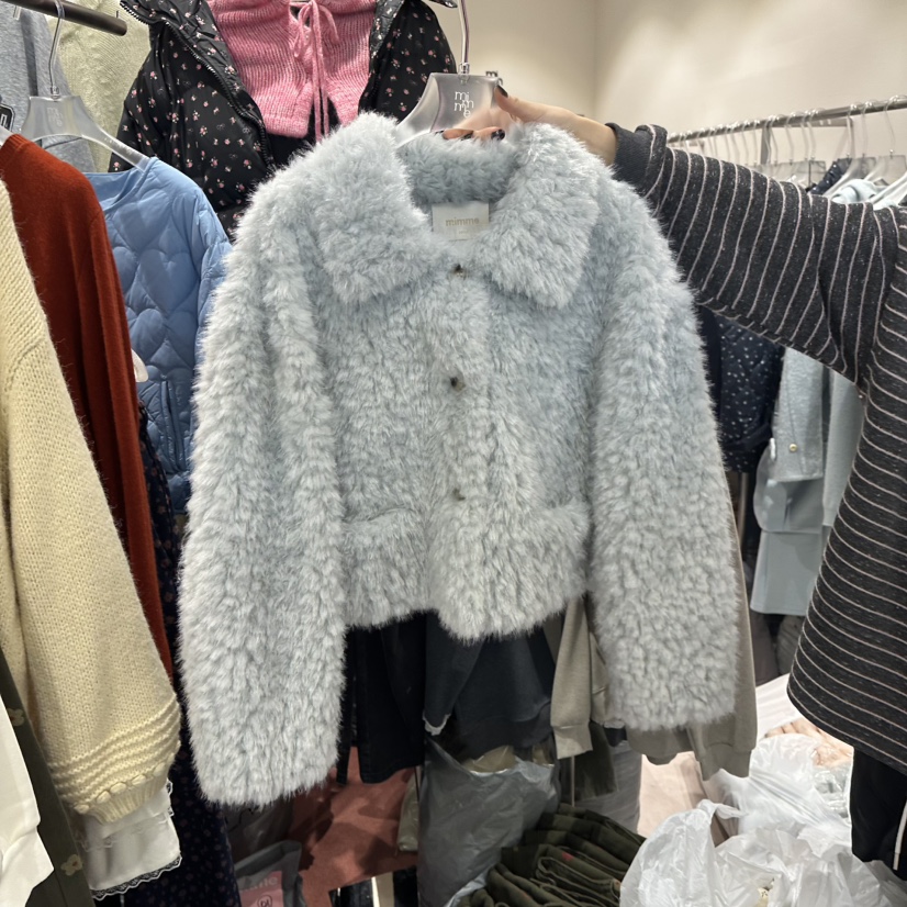 MIMME韓國代購㊣女士新款熱賣推薦職業25秋冬休閑短款大衣皮草MIMME短款大衣圖色4