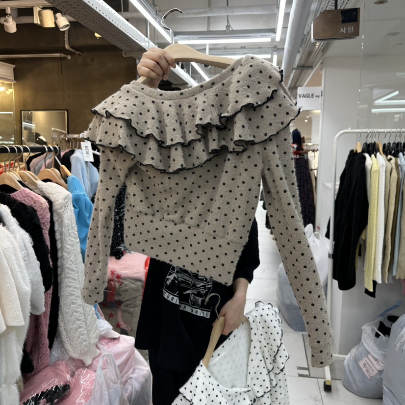 SAGE BRUSH韓國直郵㊣女士新品人氣25秋冬針織衫荷葉邊開衫SAGE BRUSH針織衫