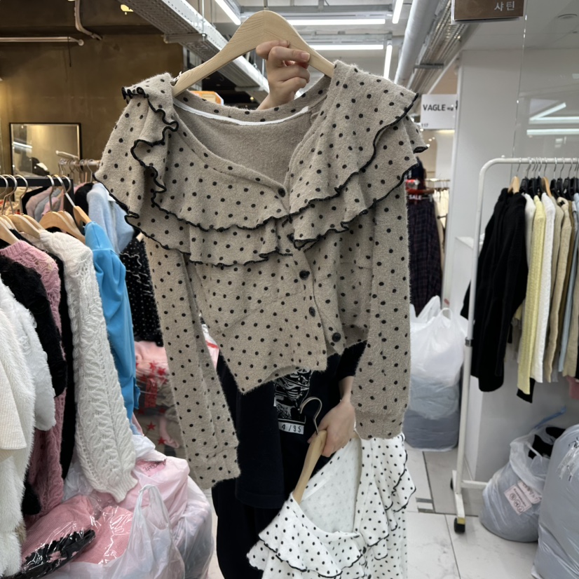 SAGE BRUSH韓國直郵㊣女士新品人氣25秋冬針織衫荷葉邊開衫SAGE BRUSH針織衫圖色2