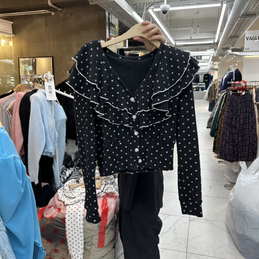 SAGE BRUSH韓國直郵㊣女士新品人氣25秋冬針織衫荷葉邊開衫SAGE BRUSH針織衫圖色3