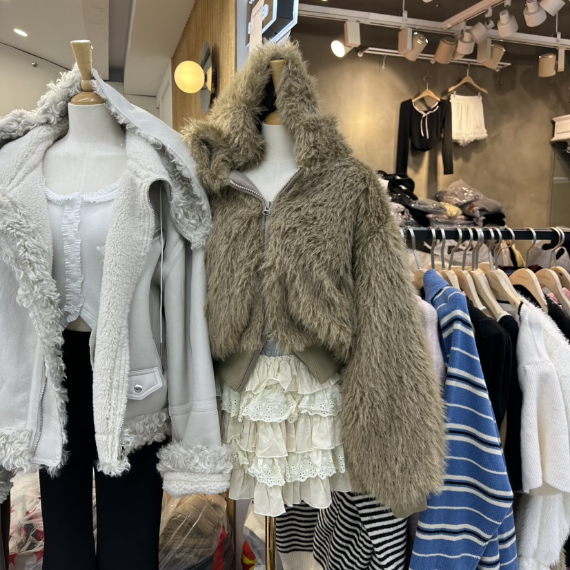 SAGE BRUSH東大門㊣代購女士新品熱賣時尚短款大衣拉鏈絲絨SAGE BRUSH短款大衣圖色2