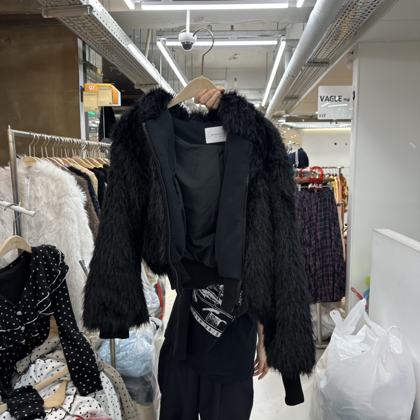 SAGE BRUSH東大門㊣代購女士新品熱賣時尚短款大衣拉鏈絲絨SAGE BRUSH短款大衣圖色3