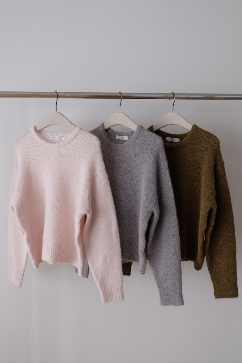 SORBET韓國直郵㊣女士新品職業25秋冬休閑人氣針織衫羊駝毛SORBET/flat white針織衫