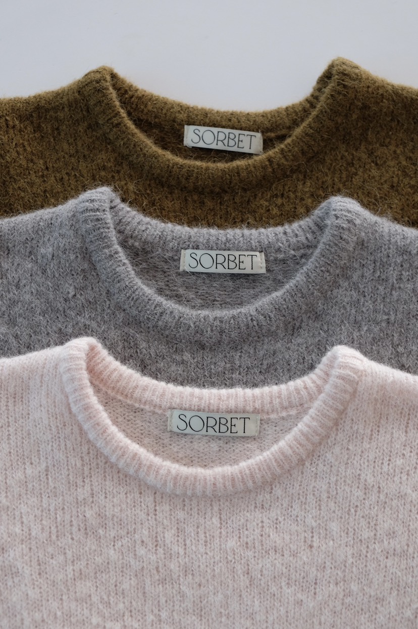 SORBET韓國直郵㊣女士新品職業25秋冬休閑人氣針織衫羊駝毛SORBET/flat white針織衫