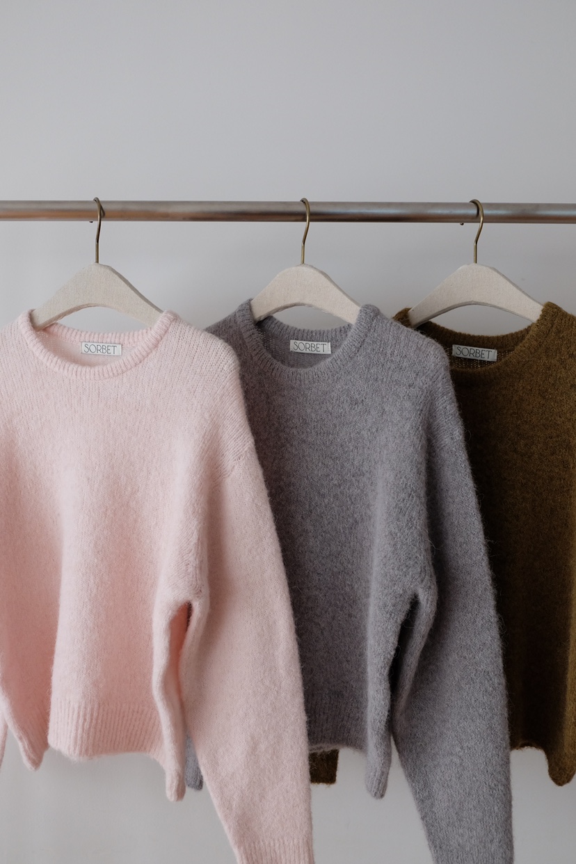 SORBET韓國直郵㊣女士新品職業25秋冬休閑人氣針織衫羊駝毛SORBET/flat white針織衫