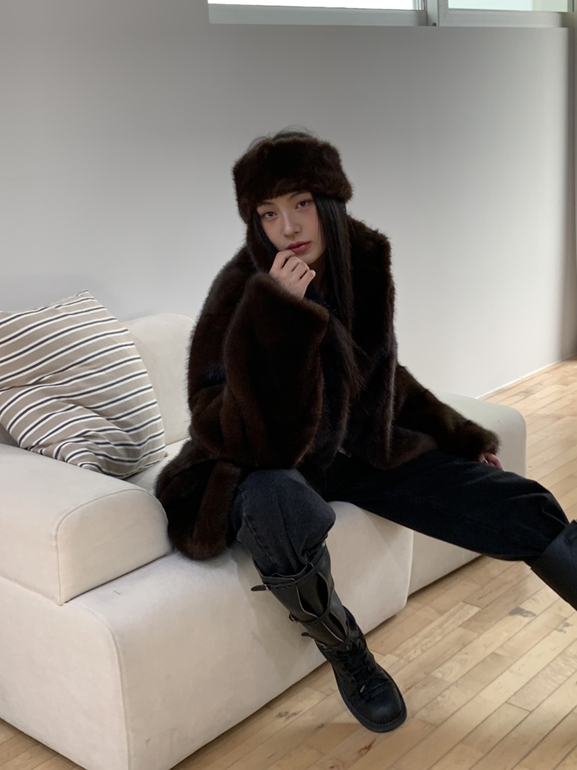 MURMUR東大門㊣代購女裝新品職業人氣休閑時尚25秋冬夾克貂皮MURMUR夾克