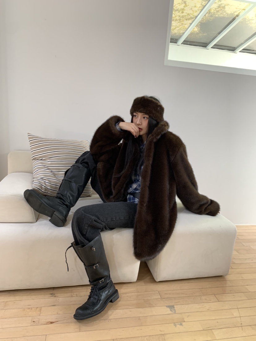 MURMUR東大門㊣代購女裝新品職業人氣休閑時尚25秋冬夾克貂皮MURMUR夾克