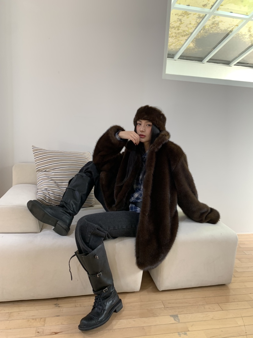 MURMUR東大門㊣代購女裝新品職業人氣休閑時尚25秋冬夾克貂皮MURMUR夾克