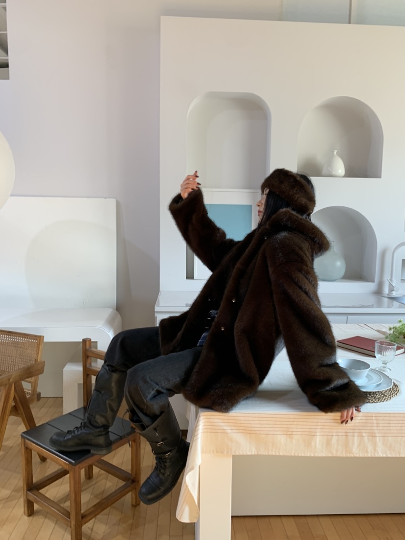 MURMUR東大門㊣代購女裝新品職業人氣休閑時尚25秋冬夾克貂皮MURMUR夾克