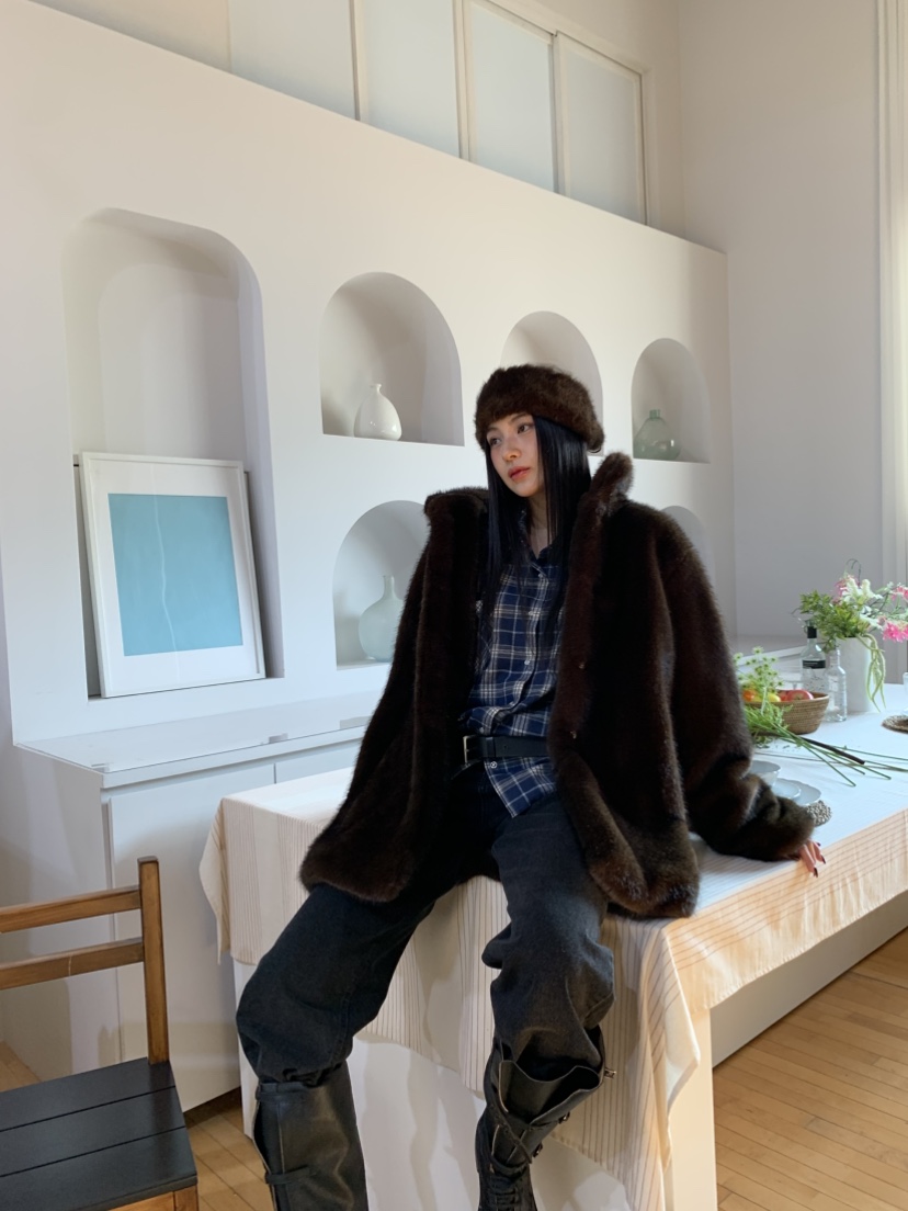 MURMUR東大門㊣代購女裝新品職業人氣休閑時尚25秋冬夾克貂皮MURMUR夾克