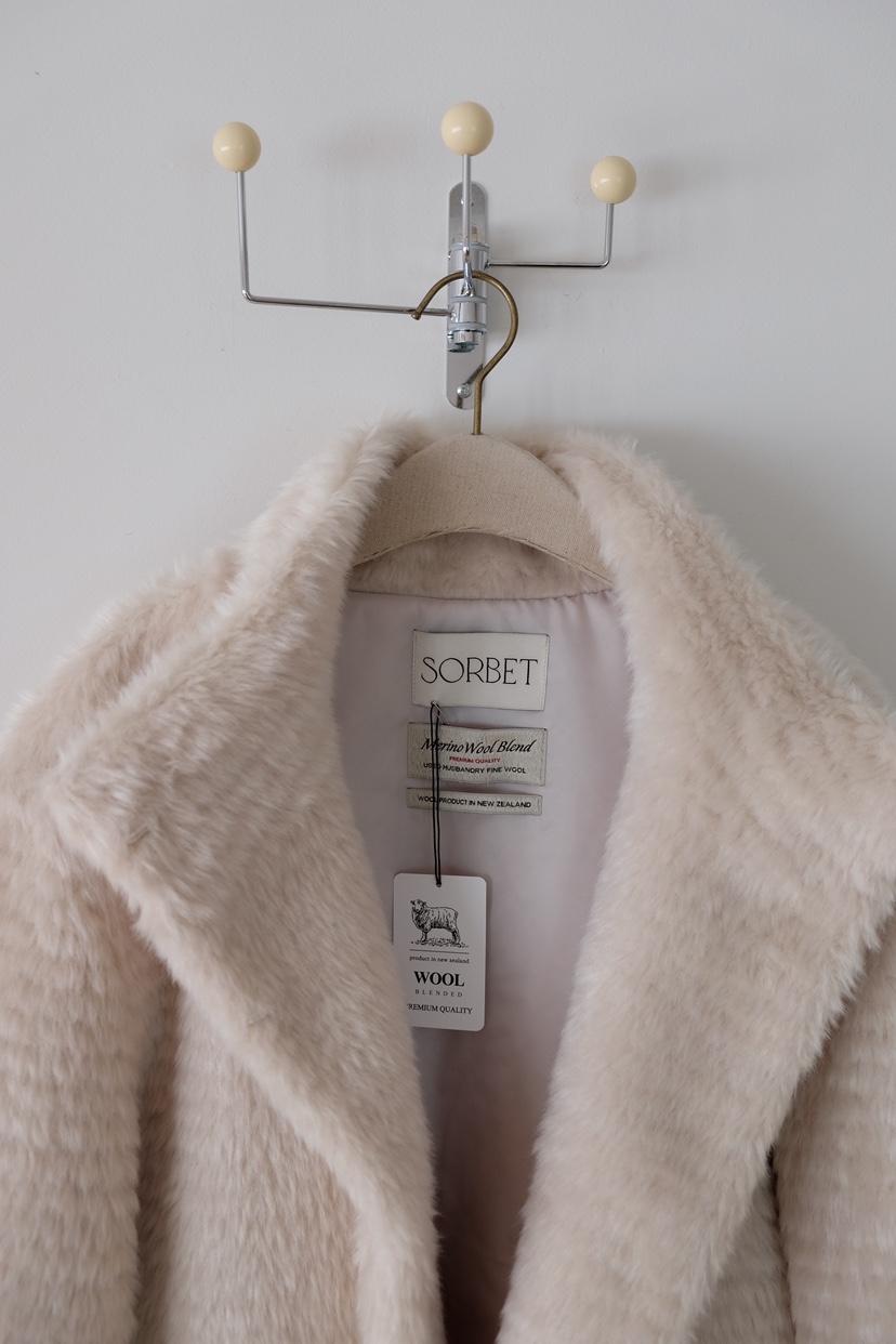 SORBET東大門㊣實拍女士新品人氣熱賣休閑推薦短款大衣皮草SORBET/flat white短款大衣