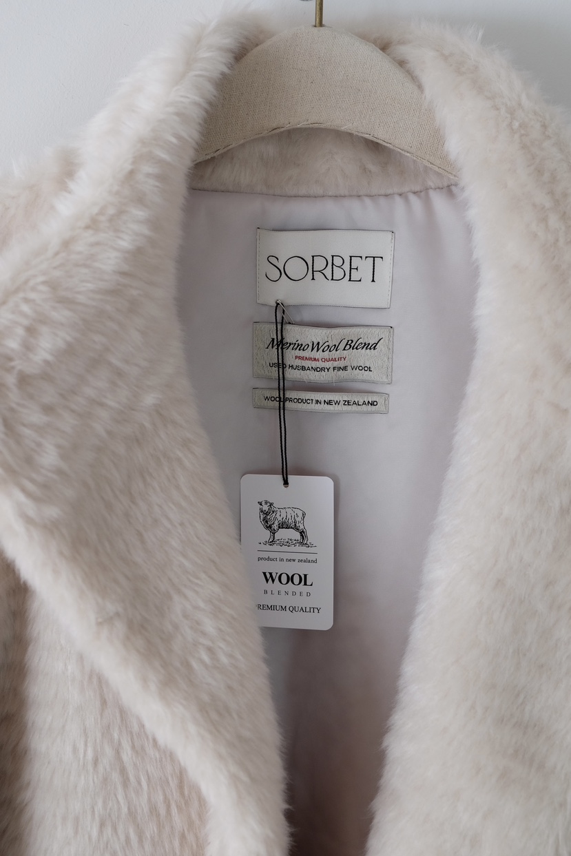 SORBET東大門㊣實拍女士新品人氣熱賣休閑推薦短款大衣皮草SORBET/flat white短款大衣