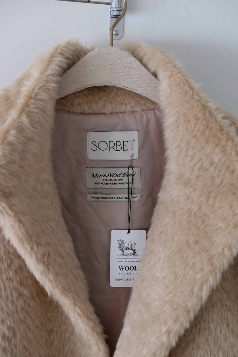 SORBET東大門㊣實拍女士新品人氣熱賣休閑推薦短款大衣皮草SORBET/flat white短款大衣