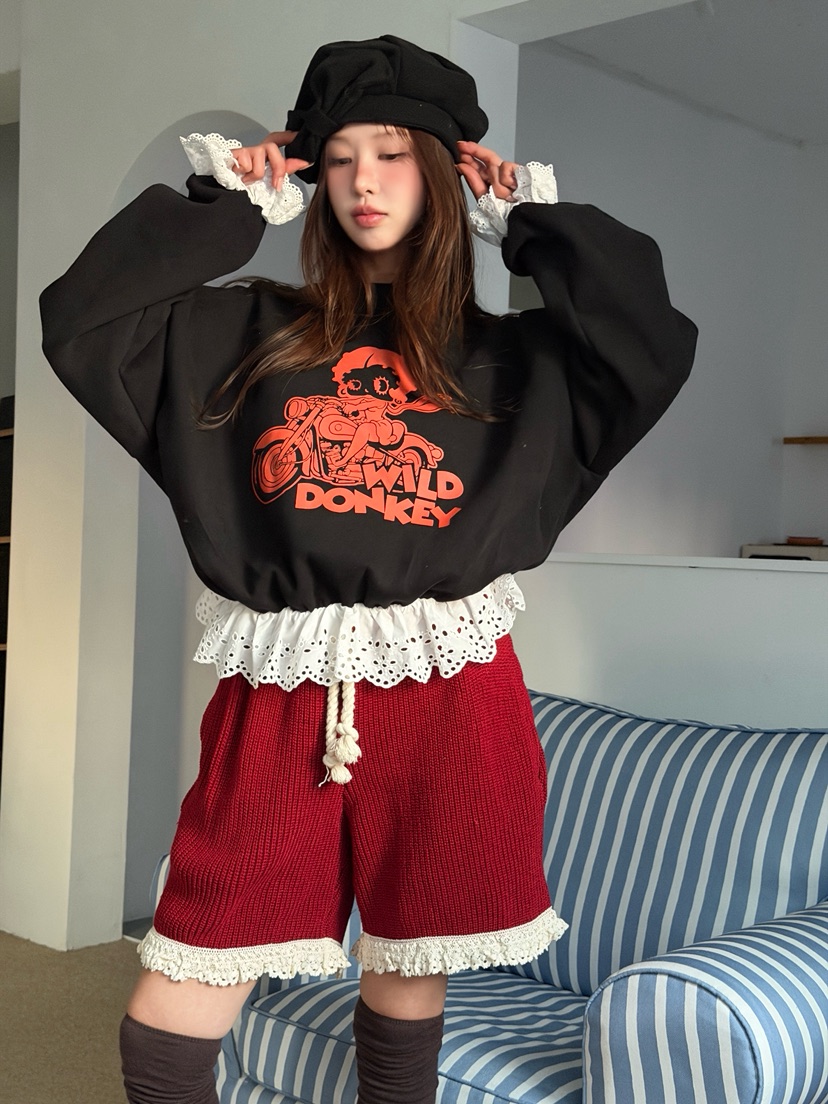 MAISONDEGLORY韓國直郵㊣女士新品休閑25秋冬推薦短褲針織褲MAISON DE GLORY短褲