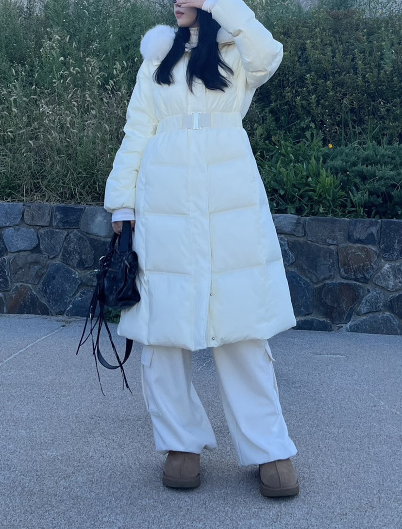 LEMATIN韓國代購㊣女裝新款休閑人氣熱賣時尚長款羽絨服腰帶LEMATIN長款羽絨服