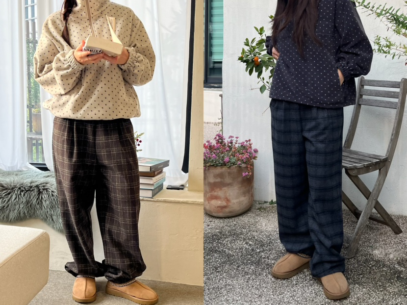 LEMATIN東大門㊣實拍女士新款推薦時尚休閑25秋冬休閑褲格子LEMATIN休閑褲