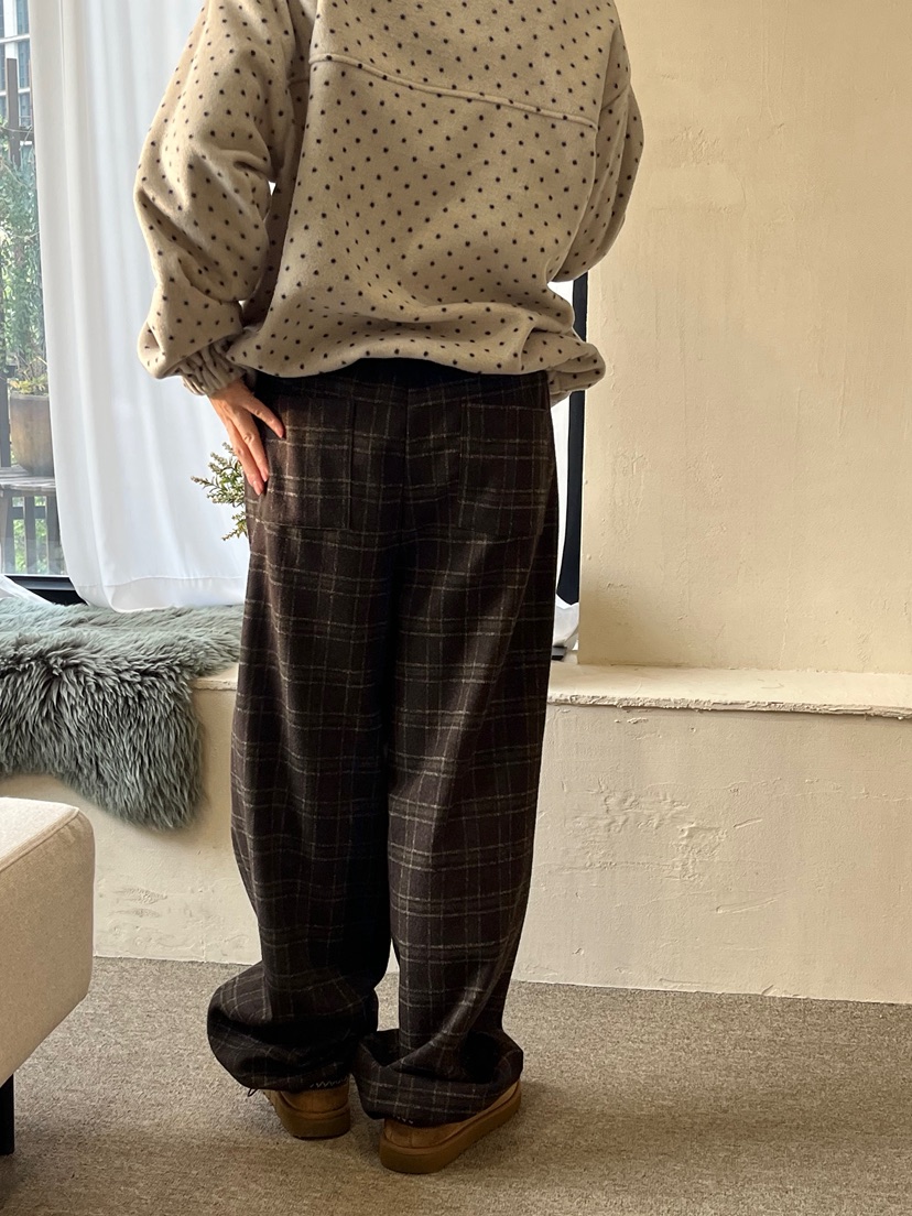 LEMATIN東大門㊣實拍女士新款推薦時尚休閑25秋冬休閑褲格子LEMATIN休閑褲