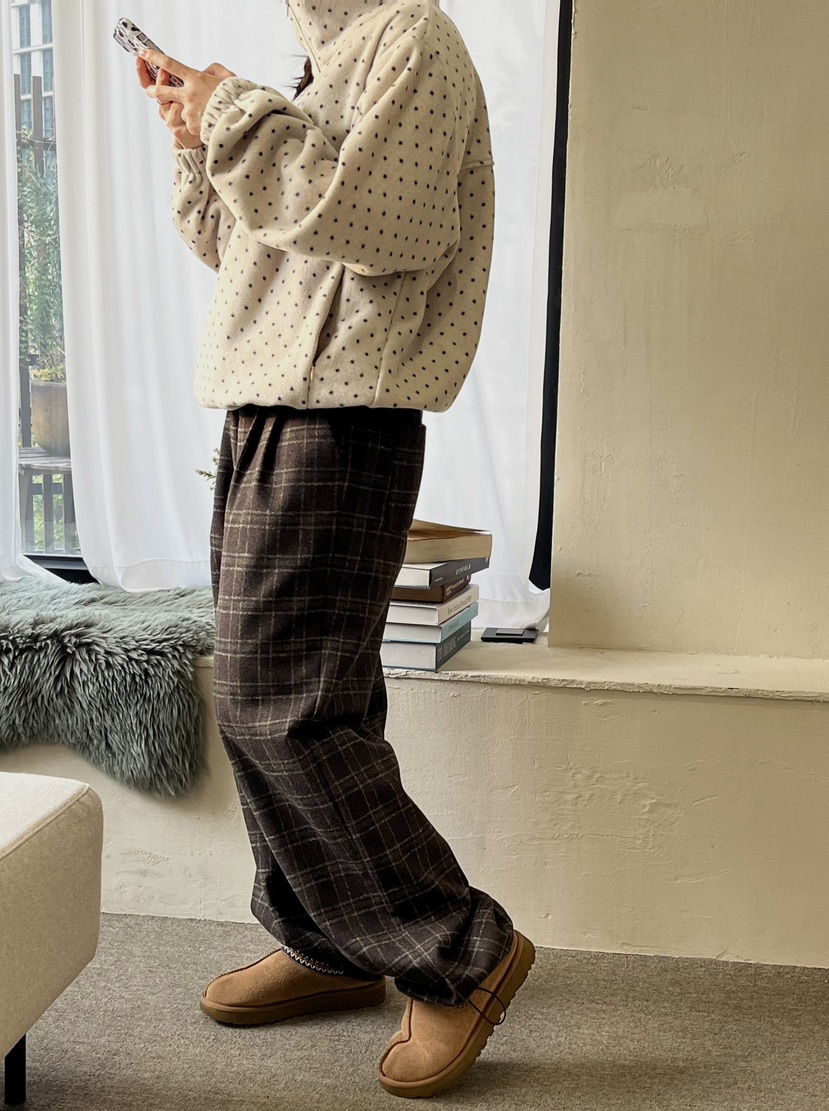 LEMATIN東大門㊣實拍女士新款推薦時尚休閑25秋冬休閑褲格子LEMATIN休閑褲