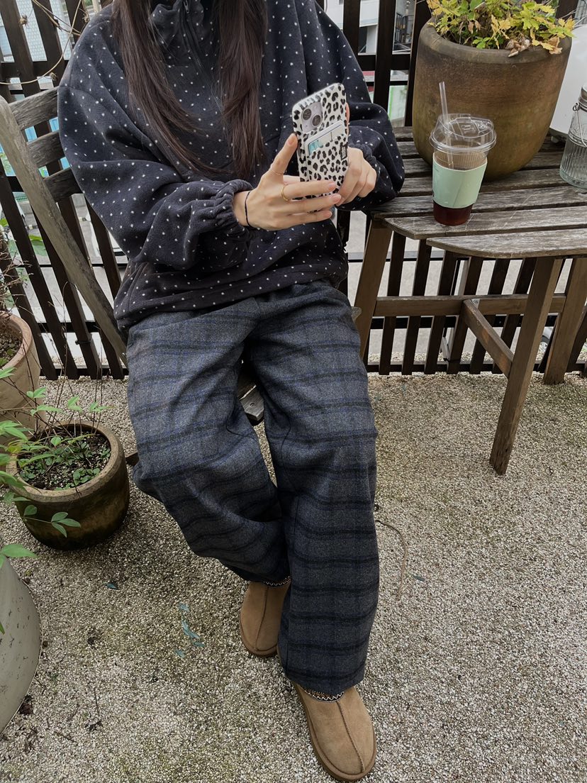 LEMATIN東大門㊣實拍女士新款推薦時尚休閑25秋冬休閑褲格子LEMATIN休閑褲