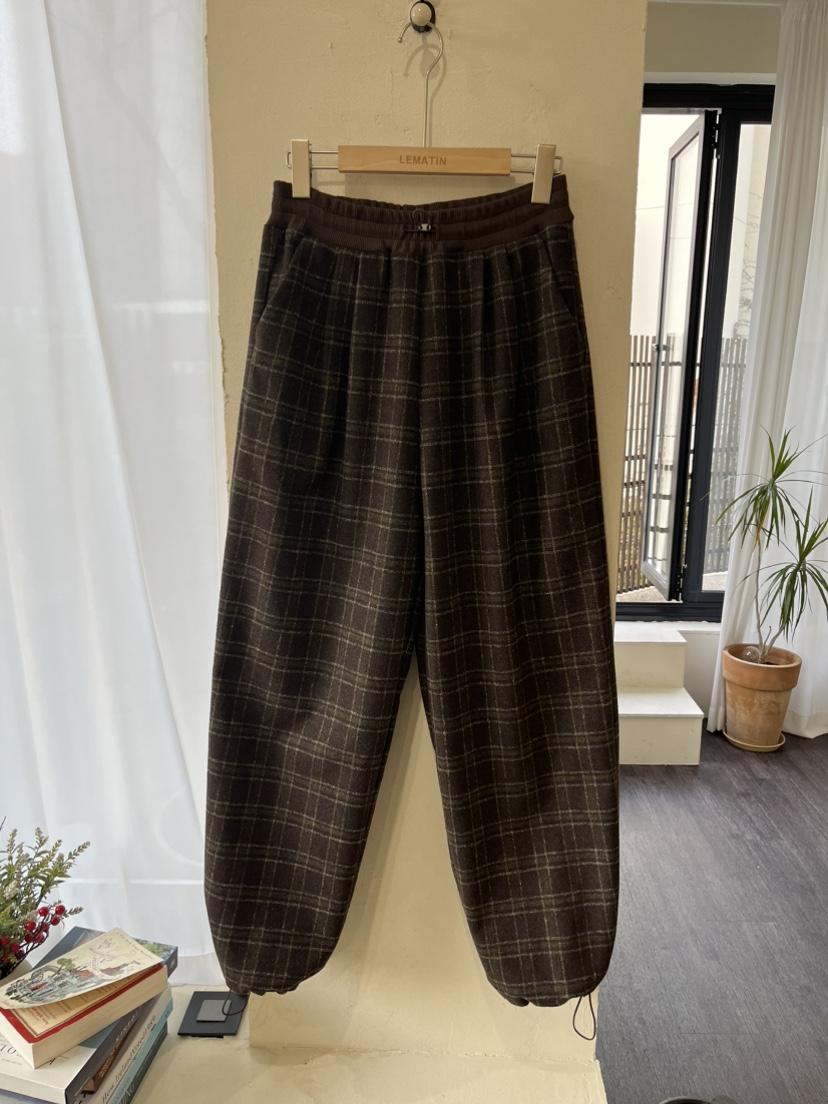 LEMATIN東大門㊣實拍女士新款推薦時尚休閑25秋冬休閑褲格子LEMATIN休閑褲圖色1