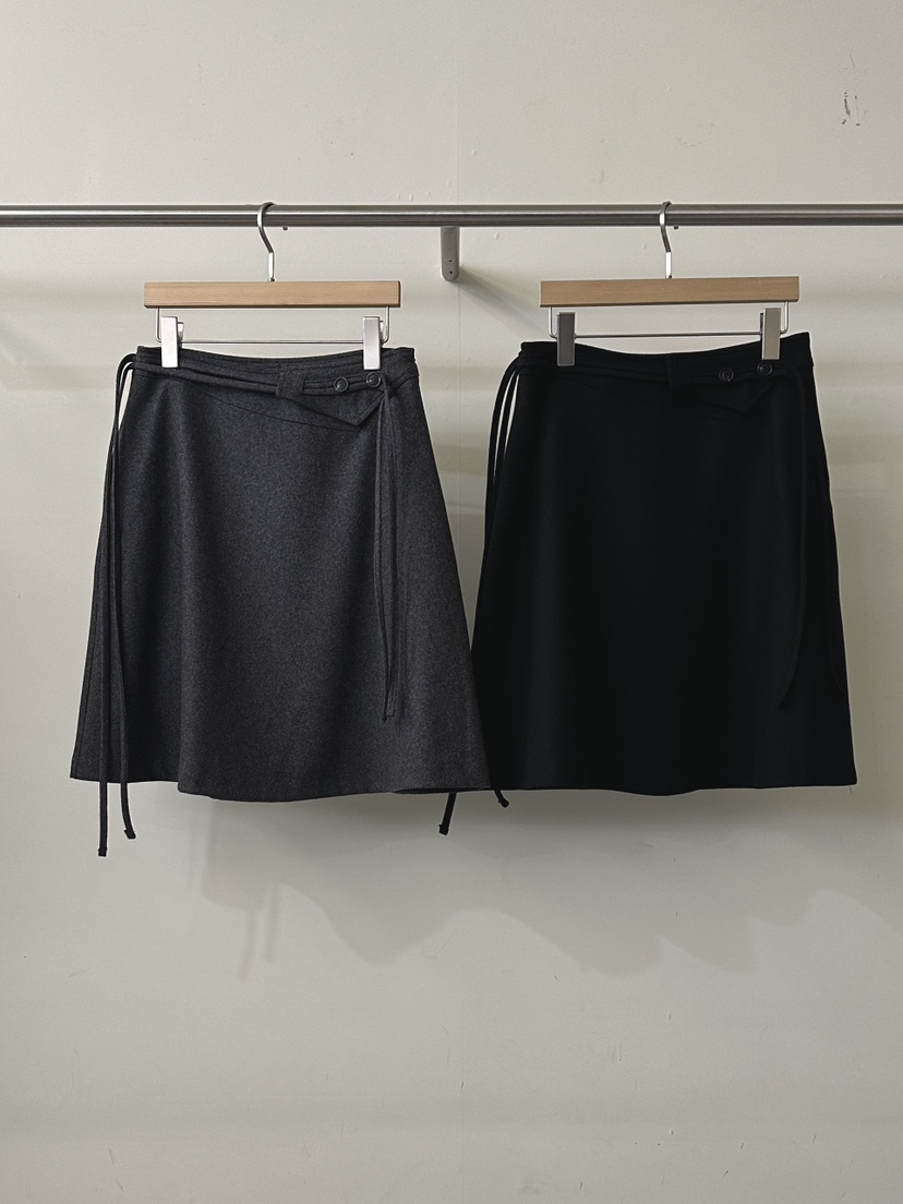 MONDAYMORING韓國直郵㊣女裝新品推薦半身裙中短裙含腰繩羊毛MONDAYMORING半身裙/中短裙