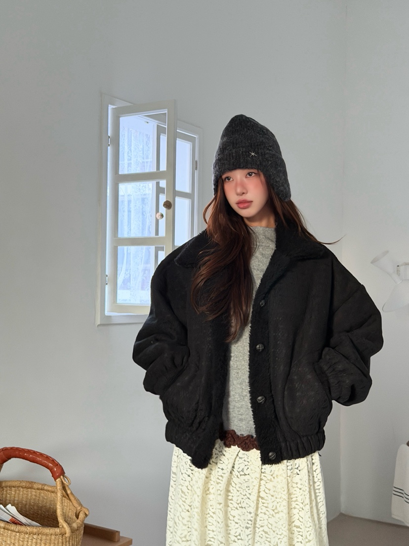 MAISONDEGLORY韓國代購㊣女士新款25秋冬推薦時尚休閑夾克蕾絲MAISON DE GLORY夾克