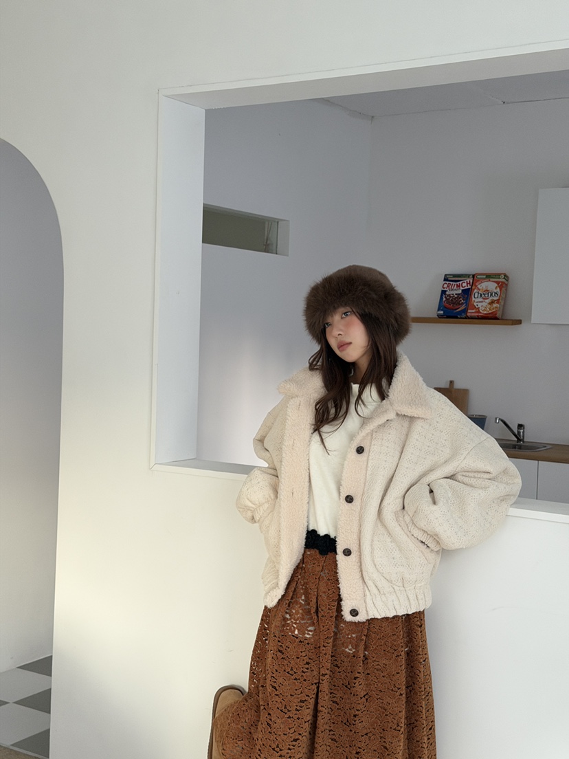 MAISONDEGLORY韓國代購㊣女士新款25秋冬推薦時尚休閑夾克蕾絲MAISON DE GLORY夾克