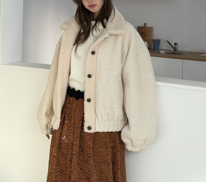 MAISONDEGLORY韓國代購㊣女士新款25秋冬推薦時尚休閑夾克蕾絲MAISON DE GLORY夾克圖色2