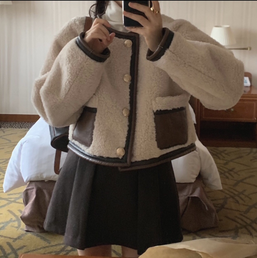 FORMSTUDIO韓國代購㊣女士新品職業短款大衣Sale兩面穿打折FORMSTUDIO短款大衣圖色1