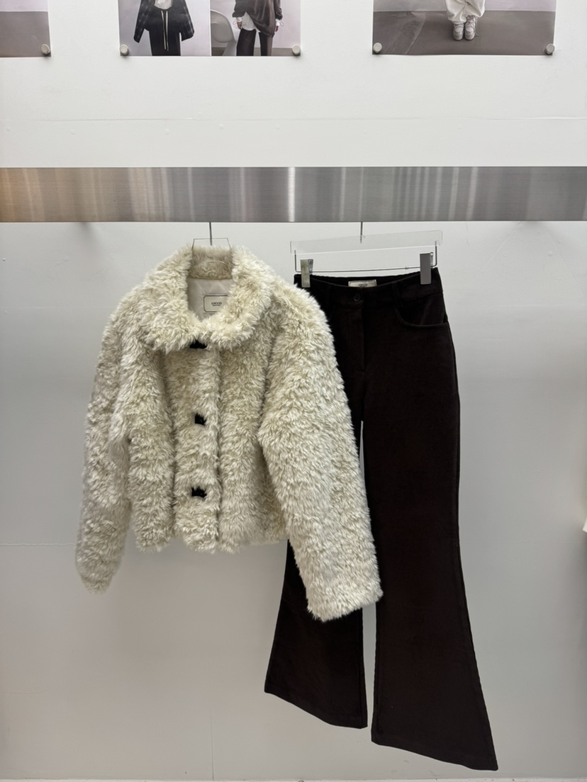 AMOOD韓國代購㊣女士新款人氣推薦職業休閑25秋冬熱賣短款大衣AMOOD短款大衣