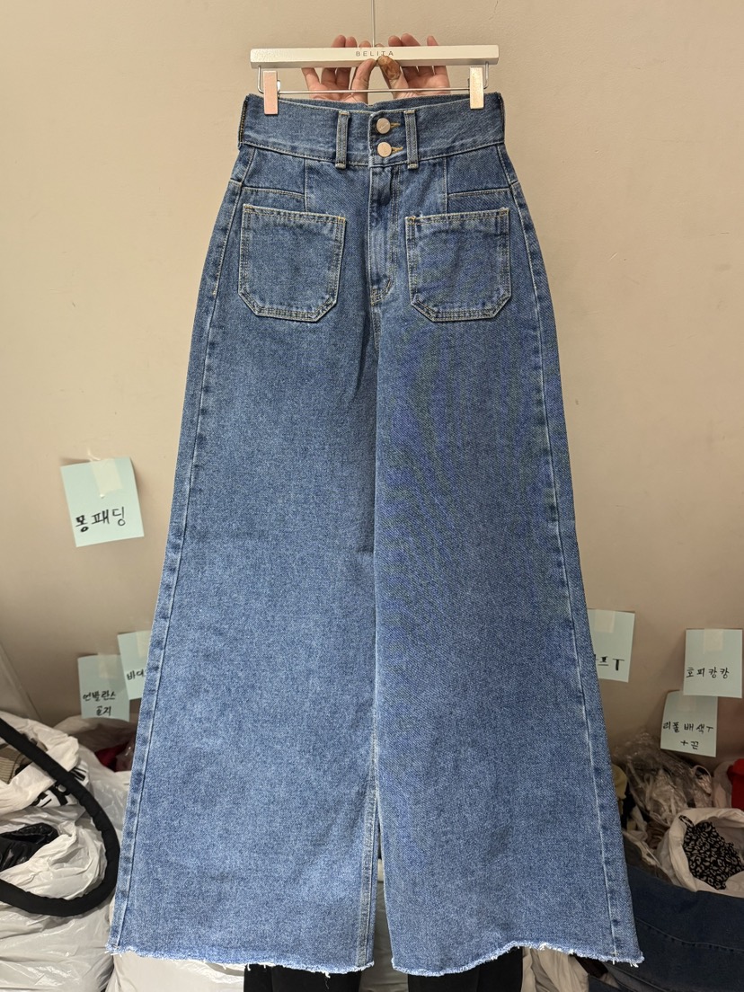 BELITA-L韓國直郵㊣女士新品休閑推薦25秋冬牛仔褲加絨抓絨BELITA-L牛仔褲圖色1