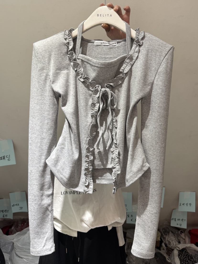 BELITA-L東大門㊣代購女裝新款職業休閑25秋冬長袖T恤荷葉邊BELITA-L長袖T恤圖色3