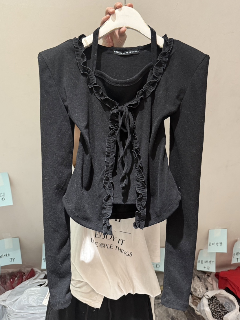 BELITA-L東大門㊣代購女裝新款職業休閑25秋冬長袖T恤荷葉邊BELITA-L長袖T恤圖色4