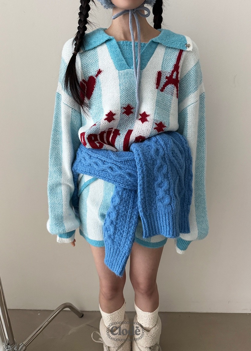 CLODE東大門㊣實拍女士新款時尚熱賣25秋冬套裝不含圍巾套裝條紋CLODE套裝