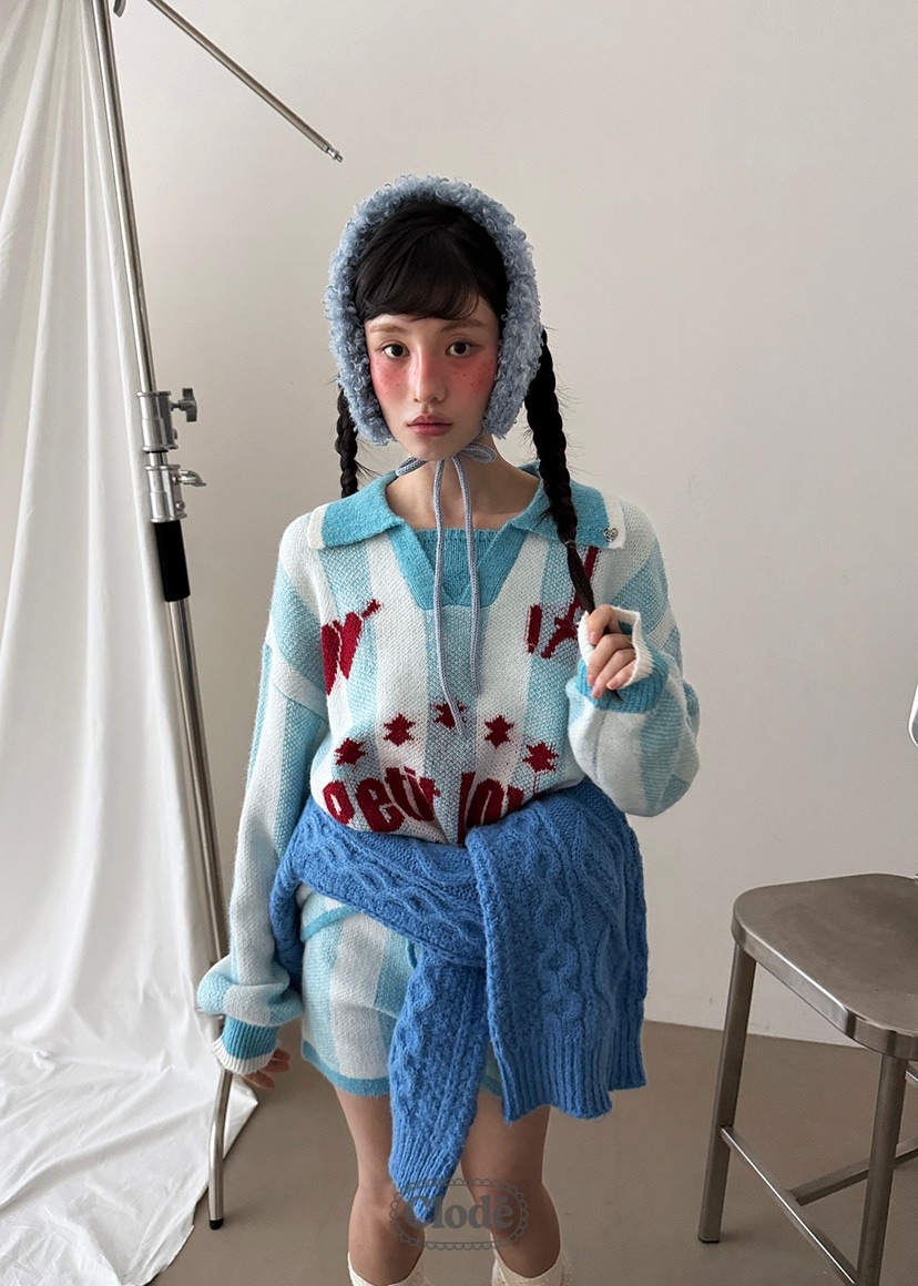 CLODE東大門㊣實拍女士新款時尚熱賣25秋冬套裝不含圍巾套裝條紋CLODE套裝圖色3