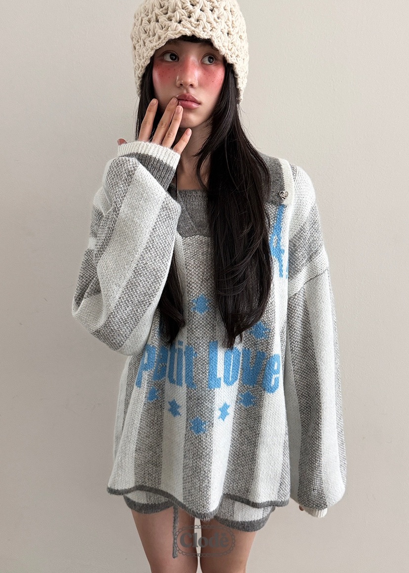 CLODE東大門㊣實拍女士新款時尚熱賣25秋冬套裝不含圍巾套裝條紋CLODE套裝圖色4