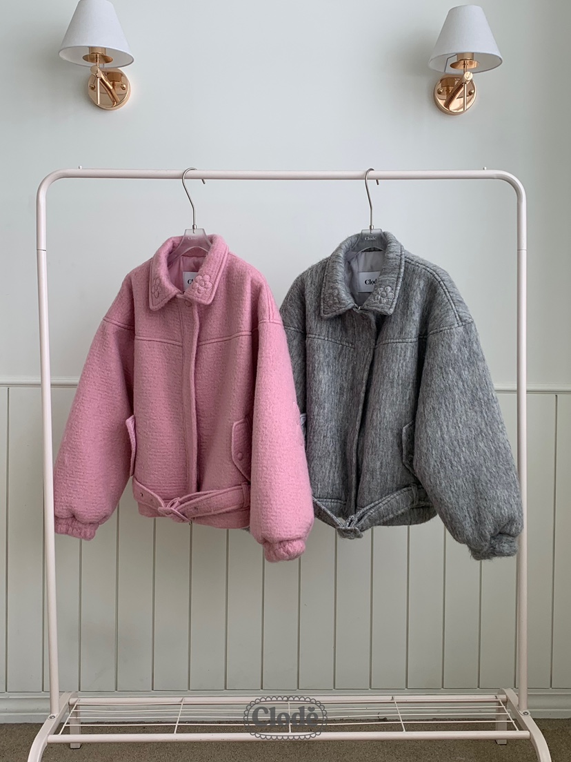 CLODE東大門㊣代購女裝新款職業推薦人氣短款大衣含腰帶羊毛CLODE短款大衣