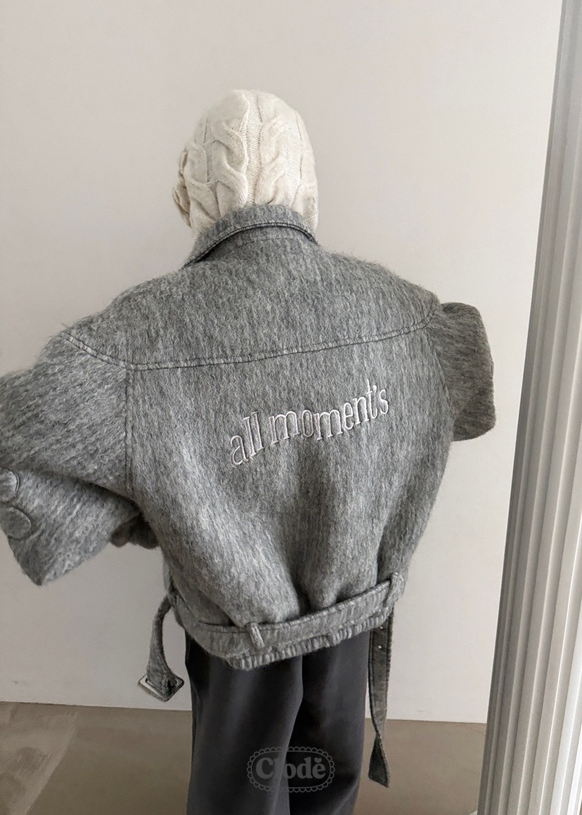 CLODE東大門㊣代購女裝新款職業推薦人氣短款大衣含腰帶羊毛CLODE短款大衣