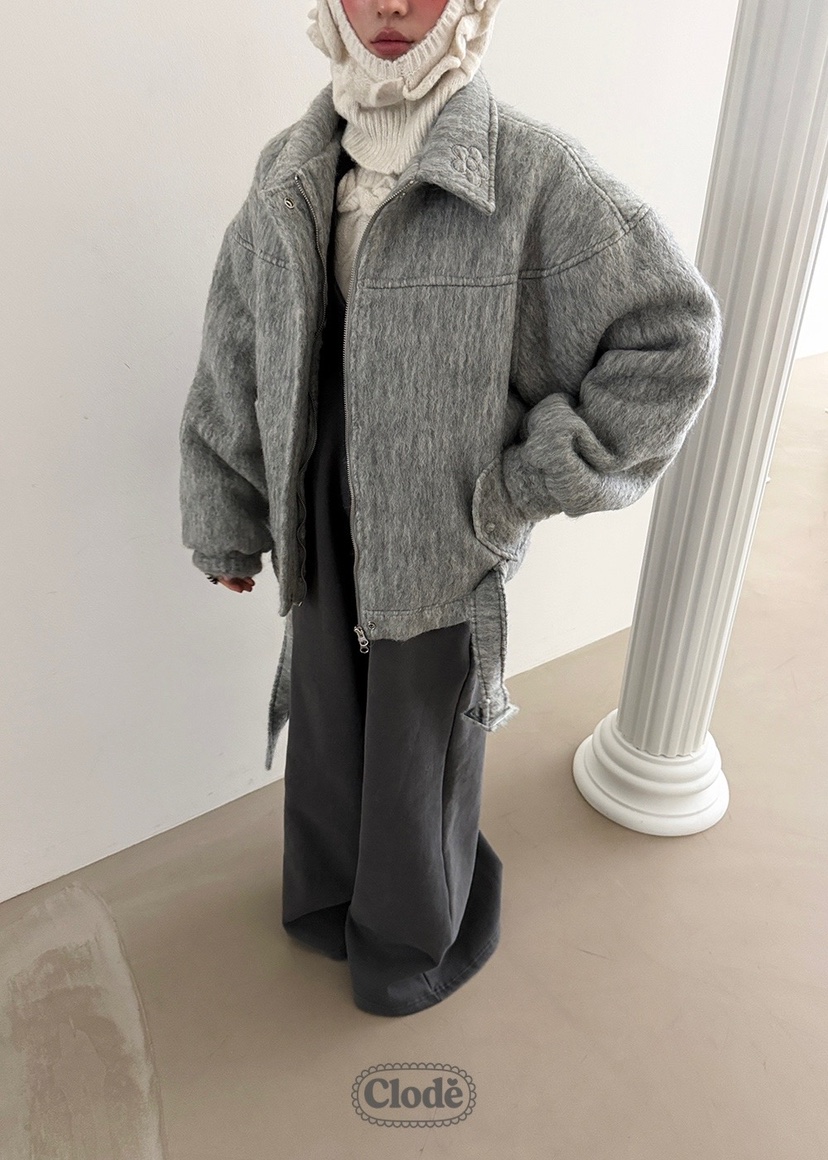 CLODE東大門㊣代購女裝新款職業推薦人氣短款大衣含腰帶羊毛CLODE短款大衣