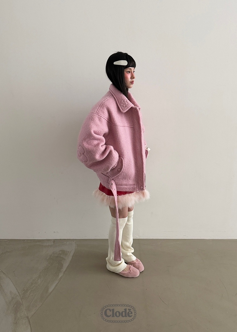 CLODE東大門㊣代購女裝新款職業推薦人氣短款大衣含腰帶羊毛CLODE短款大衣