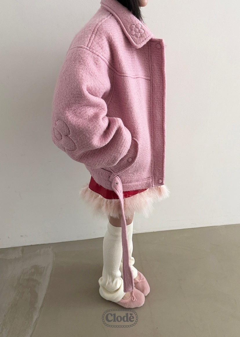 CLODE東大門㊣代購女裝新款職業推薦人氣短款大衣含腰帶羊毛CLODE短款大衣