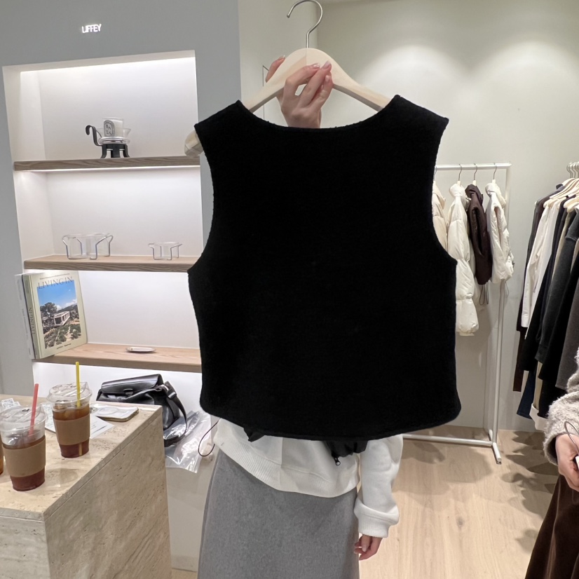 LIFFEY東大門㊣直郵女裝新款推薦25秋冬吊帶背心紐扣背心羊毛LIFFEY吊帶/背心