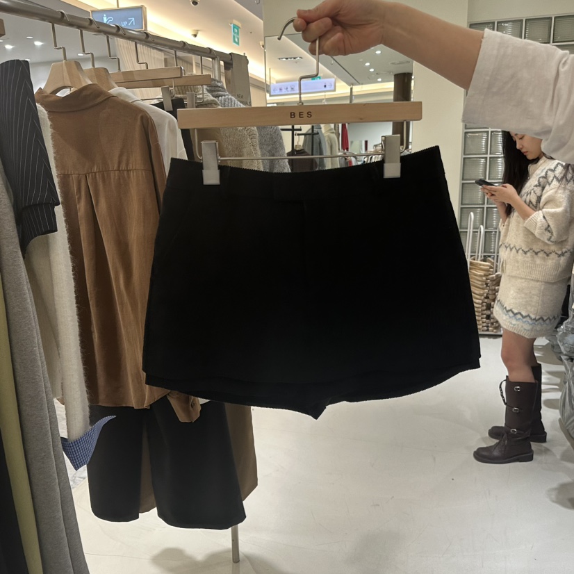 BES韓國直郵㊣女裝新款熱賣時尚25秋冬職業人氣休閑裙褲燈芯絨BES SEOUL裙褲圖色2黑色