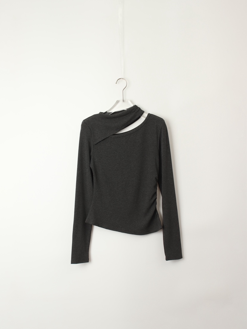 TEXTURE東大門㊣實拍女士新款推薦人氣熱賣25秋冬職業長袖T恤TEXTURE長袖T恤圖色2墨