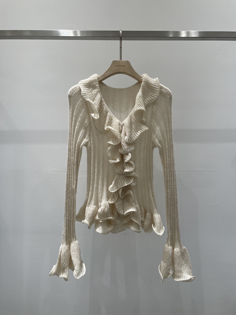 RE STYLE-Q東大門㊣實拍女士新品人氣25秋冬職業針織衫喇叭RE STYLE針織衫圖色1